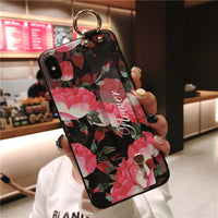 Wrist Strap Bracket Apple 12 Phone Case Color Ethnic Style Black And White Stripes