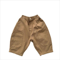 Line Pressing Baggy Pants Washed-out Vintage Patch Cropped Casual Pants