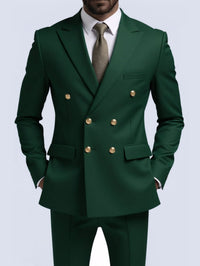 Business Non-Iron Two-Piece Suit With Double-Breasted Gold Buttons