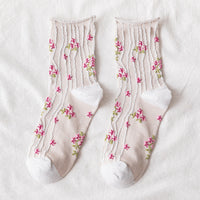 Curled Small Floral Cotton Socks For Pregnant Women Middle Aged And Elderly
