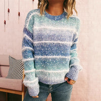 Striped Rainbow Pullover Gradient Cute Round Neck Sweater