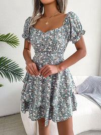 Women  Elegant Floral Print Tie Waist Flowy Dress