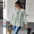 Elegant Striped Long Sleeve Tied T-shirt Shirt Women's Clothing
