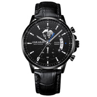 Business Three-eye Timing Leather Luminous Watch Steel Band