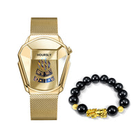 Turntable Steel-band Watch Pixiu Bead Bracelet Set