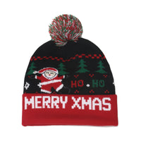 Christmas knitted hat with printed woolen hat