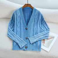 European And American Old Knitted Coat Women's Loose V-neck