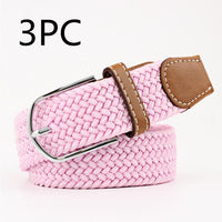 Women's Canvas Belt Student Pants Casual Stretch Braided Needle Buckle