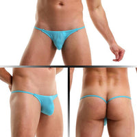 Low Waist Men's Underwear Ice Silk U Convex Multipurpose JJ Pull Ring Thong