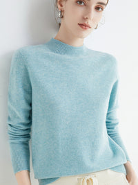 Half High Collar Pure Wool Women's Long Sleeved Knitted Base Sweater