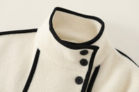 Contrasting Hem Stand Collar Cropped Coat