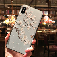 Compatible with Apple , Suitable For XS All-inclusive Apple 11pro Painted Embossed Flower Phone Case