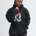 New Retro Digital Printing Washed Old Hooded Fleece Lined Sweater Men