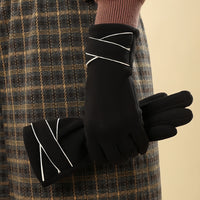 Women's Outdoor Warm Velvet Padded Thickened Cycling And Driving Versatile Simple Touch Screen Warm Gloves