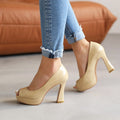 New Spring Summer Classic Solid-Color Peep-Toe Stiletto Heels For Women