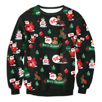 Santa Claus Elk Long Sleeved Round Neck Loose Top
