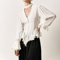 Womens Minimalist White Blouse In European And American Style