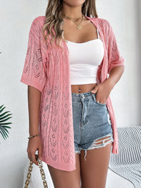 Women S Hollow Out Short Sleeve Knit Cardigan Vacation Cover-Up