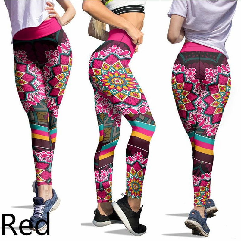 Slim-fit Printed Trousers Yoga Pants