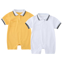 Boys And Girls Preppy Fashion Lapel Romper