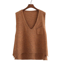 Women's Knitted Vest Spring And Autumn Plus Size Sleeveless Sweater Waistcoat Tops Outerwear Waistcoat
