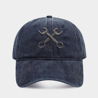 Vintage Distressed Wrench Repairman Hat Soft Top Breathable Washed Peaked Cap