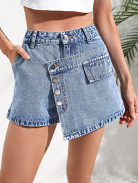 European And American-style Figure-flattering Asymmetrical Denim Skirt