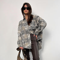 Retro Loose Brushed Plaid Shirt