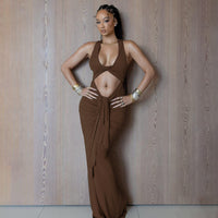 Womens Stylish Sexy Sheer Halterneck Dress