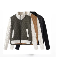 Spring New Women's Nylon Fabric Quilted Cotton Sweater Jacket Coat