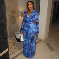 Womens Printed Breathable Long-Sleeve Dress