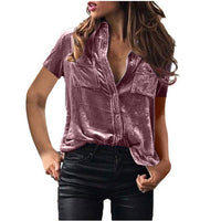 European And American Spring And Summer Pocket Shirt Top Solid Color Elegant Long Sleeve Shirt For Women