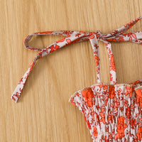 Summer Girls' Floral Pleated Jumpsuit