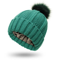 Woolen Cap Knitted Protection Hairstyle Silky Stretch Satin Knitted Hat