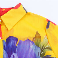 Women's Simple Bell Sleeve Printed Chiffon Shirt