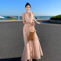 Women's Sleeveless V-Neck Halter Dress