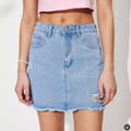 Womens Stylish Distressed Denim Skirt With A Personalized Design