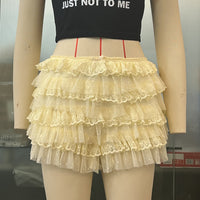 Flounced Wave Solid Color Lolita Low Waisted Shorts