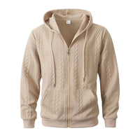 Men's Sporty Solid-Color Patterned Casual Hoodie Coat