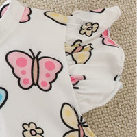 3-piece Short-Sleeve Romper Set For Baby Girls