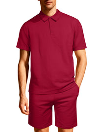 Jacquard Solid-color Loose-fitting Mens Casual Sportswear Set