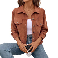 Women's Casual Long Sleeve Shirt Coat Button Jacket Retro Artistic