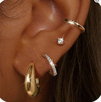 18K Solid Gold Copper Earrings With Zirconia Setting