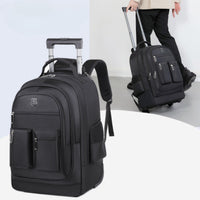 Large Capacity Travel Backpack With Wheels, Multi Layer Trolley Luggage Bag, Multifunctional Weekender Overnight Bag Rucksack