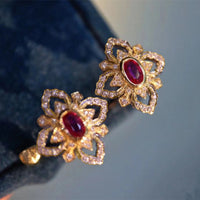 Vintage High-end Flower-shaped Earrings With Rhinestones
