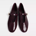 Stylish Flattering And Comfortable Burgundy Round Toe V-neck Strap Flat Shoes