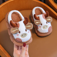 Autumn And Winter Children's Cotton Slippers Cow Fur