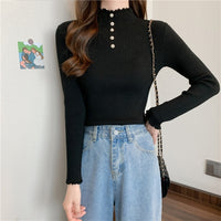 Half Turtleneck Pullover Sweaters Women's Clothing Slim Fit