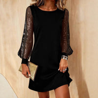 Christmas And New Year Long-Sleeve Sequin Sheer Dress