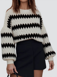 Women's Knitted Pullover Striped European And American